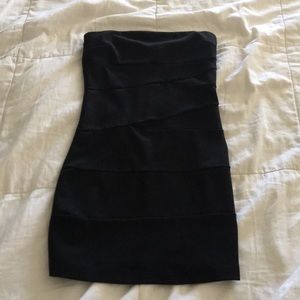 Black strapless mini dress